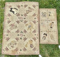 Hooked rugs - faded, Penguin motif, 3'-11" x 5'-10