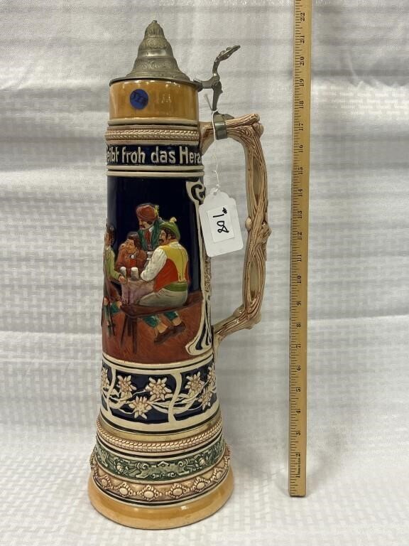 Master Stein, German, Hand Painted Pub Scene,