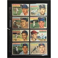 8 1956 Topps White Back Cards Crease Free