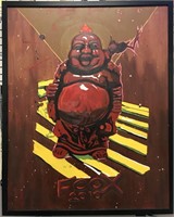 David Foox, Oil on Canvas, "Happy Buddah"