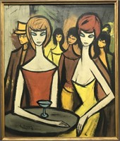 Antoine Villard, Oil on Canvas, "Bar Scene"