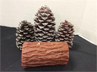 Pinecone & Log Candles, Great Display Pieces