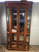 Curio Cabinet Lighted with 4 Glass Shelves