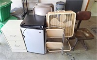 Dorm Frig, File Cabinet, Floor Fan, Folding Chairs