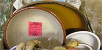 Box of vintage estate stoneware serving bowls