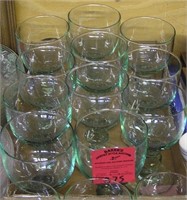 Set of  green art glass drink glasses