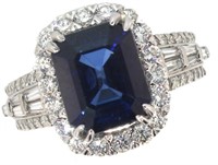 14k Gold 7.20 ct Sapphire & Diamond Ring