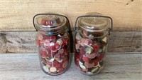 2 jars of buttons; 1 ATLAS jar & 1 BALL jar