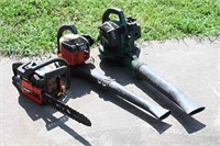 Gas Powered Chainsaw, Weed Eater Blower Vac,