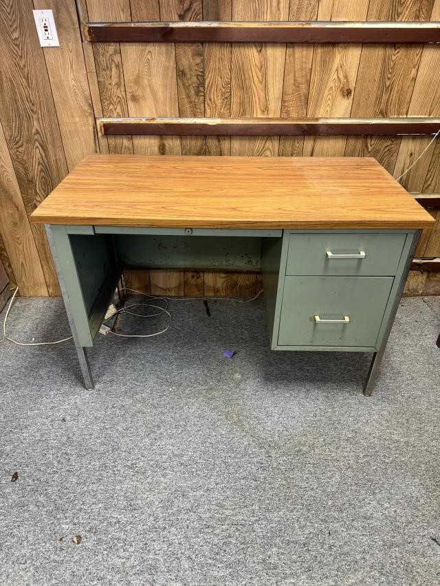 Small Metal Desk Wood Top 45 1/2L x 30 T x 24 D