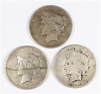 (3) PEACE SILVER DOLLARS