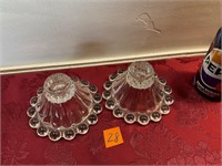 Vintage depression glass, candlewick candleholders