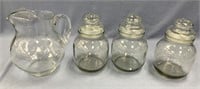 3 Large glass jars with silicone sealed lids and a