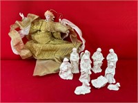 Porcelain Basque Nativity Set & Vintage Angel