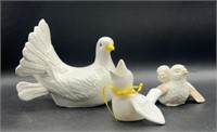 3pc Porcelain Bird Figurines