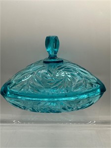 Vintage blue glass candy dish