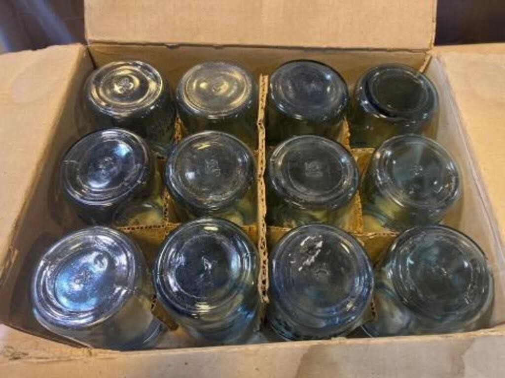Ball Perfect Mason jars, numbered and blue