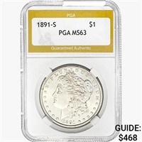 1891-S Morgan Silver Dollar PGA MS63