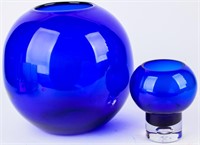 Cobalt Blue Hand Blown Art Glass Lot