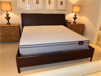 Wood and Rattan King Size Bed-No Mattress-SEE NOTE