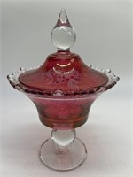 Vintage Flashed Ruby Glass Candy Dish