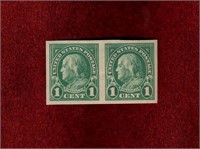 USA MH IMPERF PAIR BEN FRANKLIN STAMPS #575