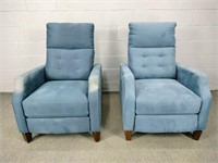 2x The Bid Modern Blue Reclining Chairs