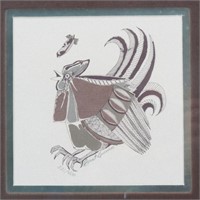 "Rooster" Original Colored Lithograph Print