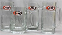 (4) A & W Collector Glass Mugs