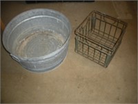 Galvanized Tub & Milk Crate