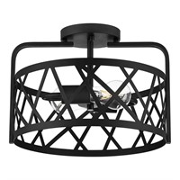 Mahre 13 in. 2-Light Matte Black Ceiling Mount