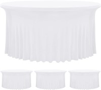 3 Pack 6ft Round Tablecloth Skirts  White