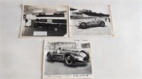 3 Vintage Indy 500 Race Car Photos 8x10"