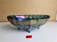 Vtg Harvest Grapes LG Carnival Glass Oval Dish