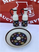 (3) Made in Germany Flowered  Vases & Bowl Set