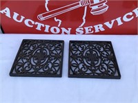 (2) Large Metal Cast Iron Trivets / Wall Plaques
