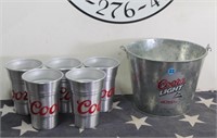 Coors Beer Bucket w/ 5 Aluminum Tumblers