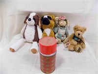 Vintage Aladdin Thermos, 4) Stuffed Bears