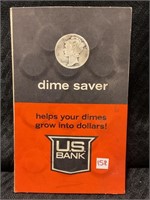 21 Silver dimes in US Bank dime saver book