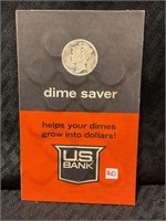 16 silver dimes in US Bank dime saver book