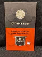 25 Silver dimes in US Bank dime saver book