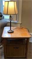 Oak Lamp Table and Lamp