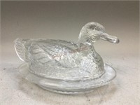 Glass Duck Candy Dish