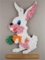 Vintage Melted Plastic Popcorn Easter Bunny 21" H