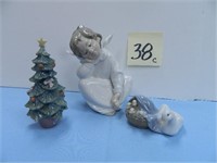 Lladro 5 1/2" Christmas Tree, Duckling & Angel -