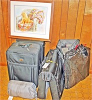 4-Pcs. Departures Luggage, Air Mattress, Cat Print