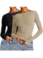 ( New ) Size : L AKEWEI Long Sleeve Crop Tops for