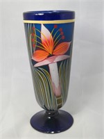 Mexican Hand-Painted Flowers, Cobalt Blue Glass