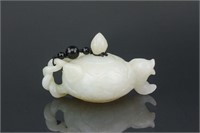 Chinese White Jade Carved Small Teapot