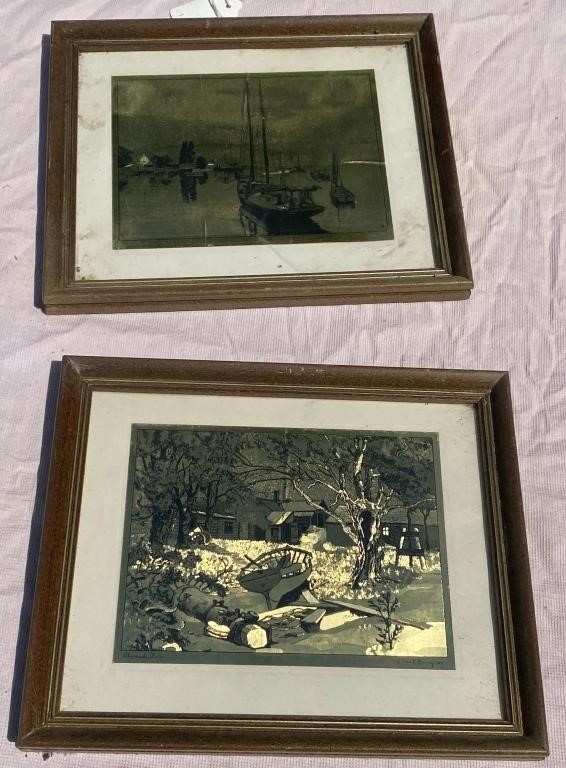 2 Gold Etchings By Lionel Barrymore